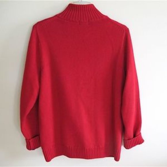 L.L. Bean Red & Blue Plaid Flannel Lined Full Zip Cardigan Sweater - Picture 12 of 15